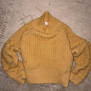 H&M Cable-knit Mock neck - Effortlessly Cozy Mustard Knit Sweater